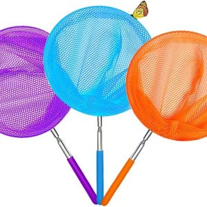 Kids Telescopic Butterfly Fishing Nets Perfect Outdoor Tools Colorful for Catching Insects Bugs Fish Ladybird Caterpillar Nets Extendable 34" Inch and Anti Slip Grip