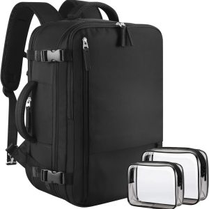Sinaliy Large Travel Backpack for Women Men, Expandable 40L Carry On Backpack, 17 Inch Laptop Backpack College Bookbag, Waterproof Travel bag as Person Item Flight Approved