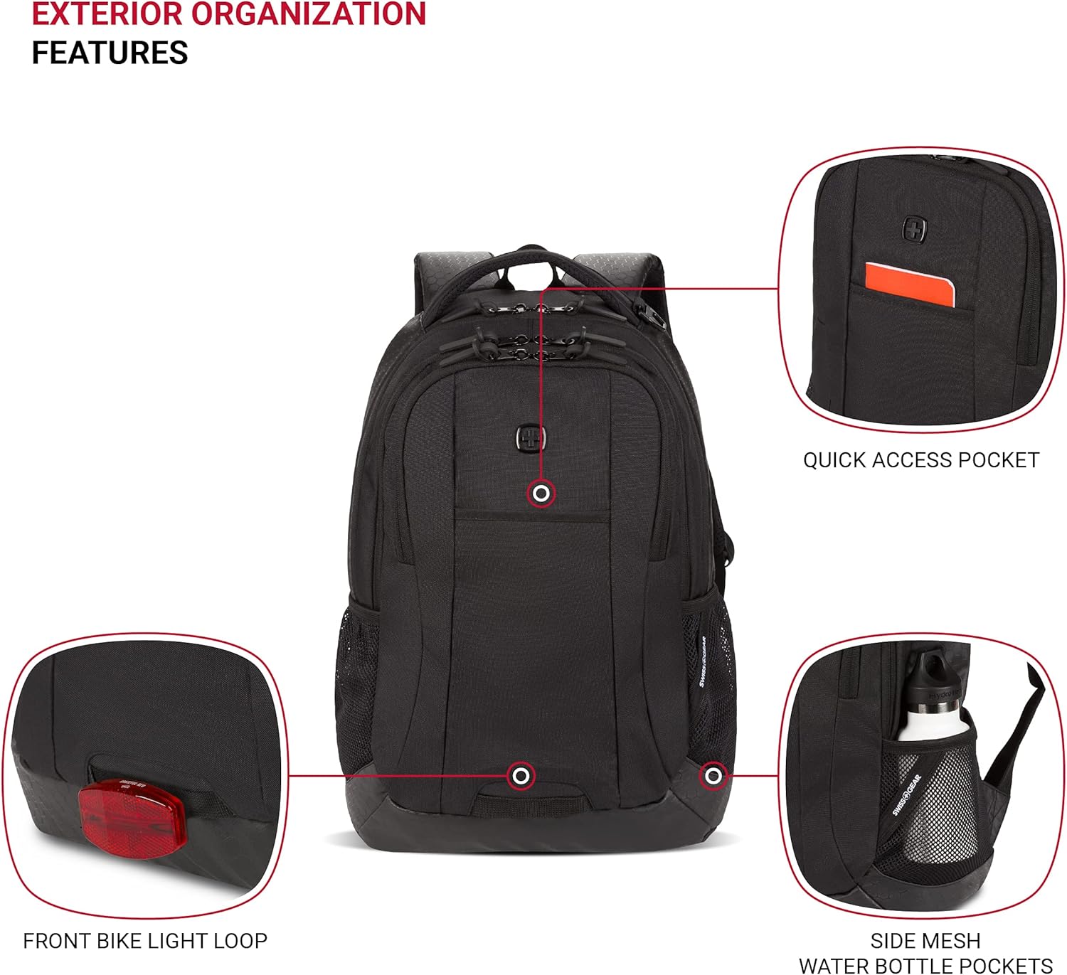SwissGear Cecil 5505 Laptop Backpack, Black Hex, 18-Inch - Image 3